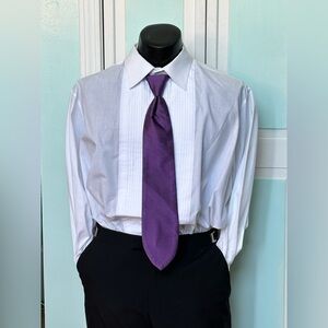 Plum Purple Tie Wedding Prom Tuxedo Herringbone Pre Tied clip